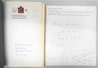 HAVEL, VÁCLAV. Two books, each Signed and Inscribed, to George Voskovec, in Czech: Havel. Protokoly * Jan Grossman. Král Ubu.